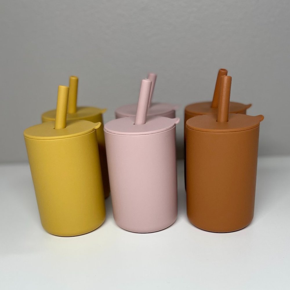 Silicone Training Cups with Straws-NEW 6-pack